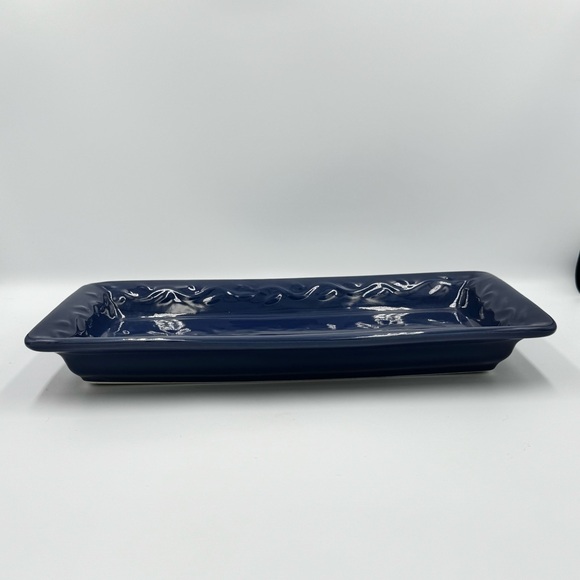 The Country Garden Collection Navy Blue Stoneware Rectangular Serving Platter - Picture 2 of 6